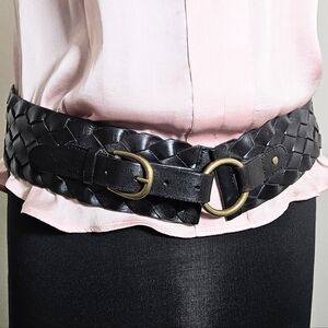 HOBO Intl. Woven Leather Belt Wide Statement Belt Boho Western Glam M
